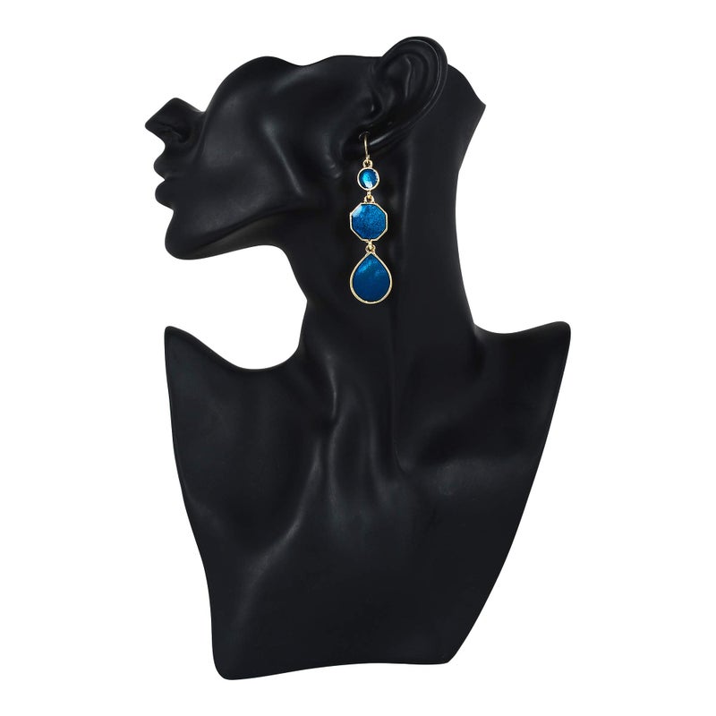 Moonstruck Peacock Blue Enamel Dangle Drop Earrings for Women â€“ Gold-Plated Alloy, 6.5cm Length, Lightweight Ethnic & Western Wear Accessory - Image 4
